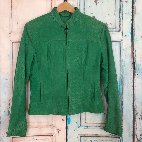 Vintage Fog City Green Suede Moto Jacket Women’s 8 - Picture 1 of 8